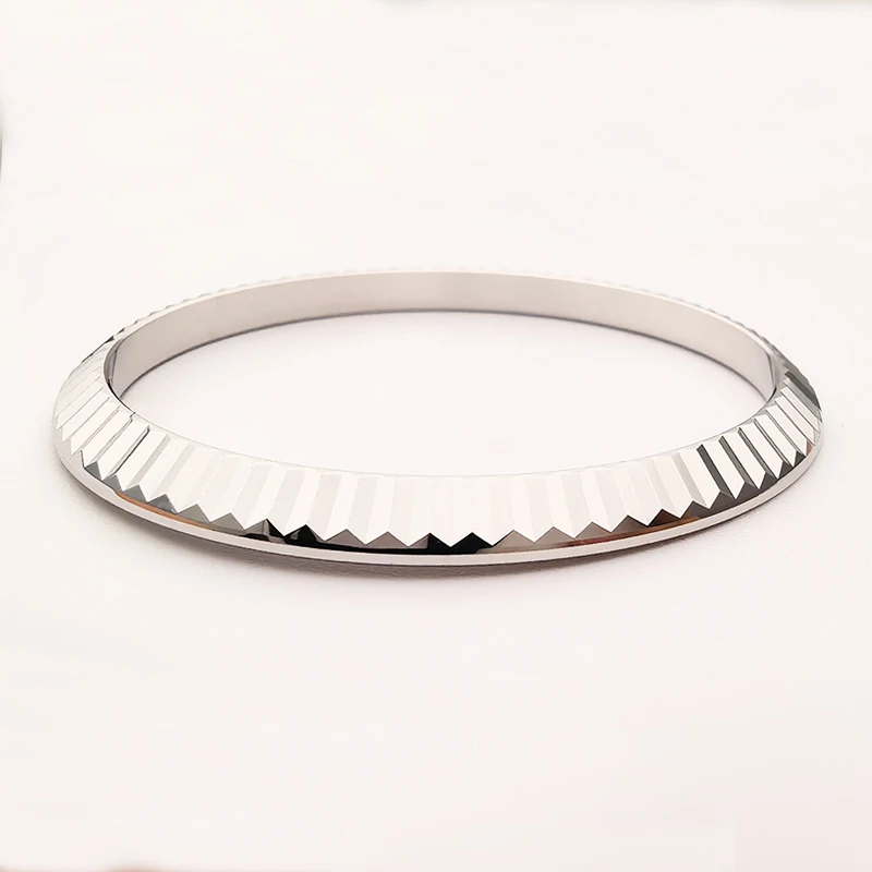 RLX Datejust 36mm Fluted Bezel, White Gold Plated Replacement for Jubilee & Oyster Bracelets, Aftermarket Watch Part