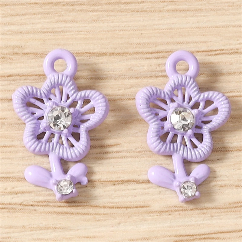5 Stück Niedliche Bunte Kristall-Metall-Blumenanhänger Passend für Halsketten, Ohrringe, Armbänder, DIY-Bastelzubehör für Schmuckherstellung – Detail 8