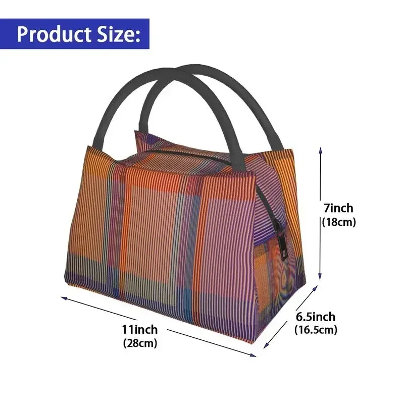 Carlos Cruz Diez Insulated Lunch Bags for Women Physiochromie Panam Resuable Cooler Thermal Bento Box Outdoor Camping Travel