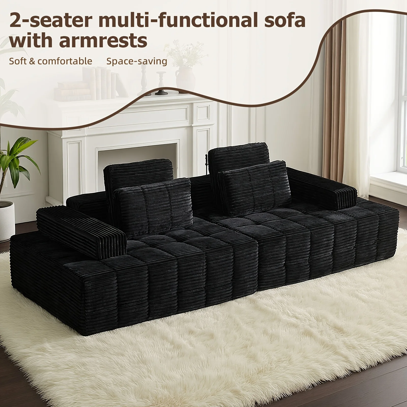 

U-образный бескаркасный секционный диван-кровать для гостиной с глубокими сиденьями, кресла-шезлонги, вельвет, бескаркасный