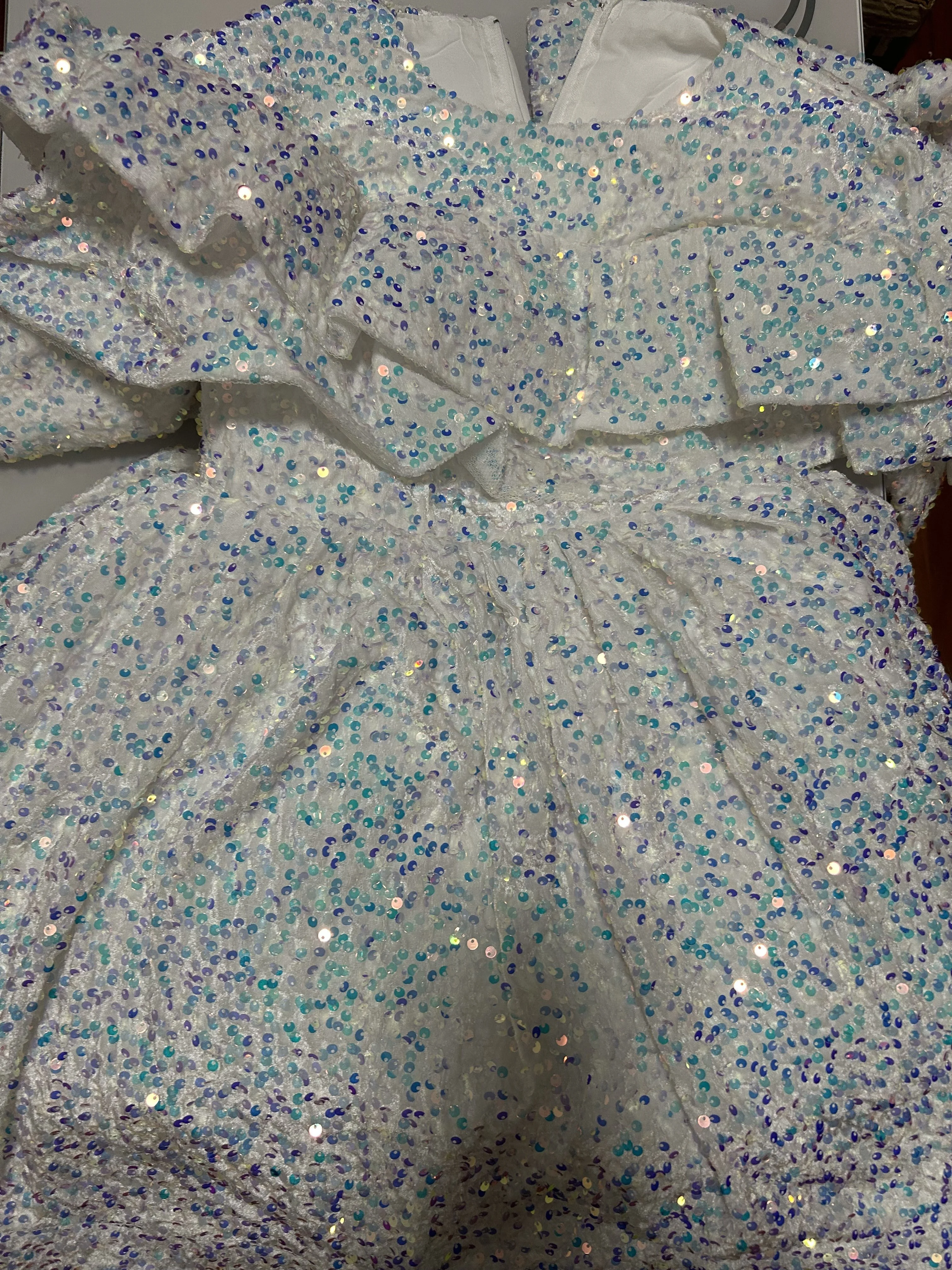 Kids Little Girls' Dress Sequin A Line Dress Model Walk Show Evening Dress Flower Bling Bling Host Colorful Performance Dress