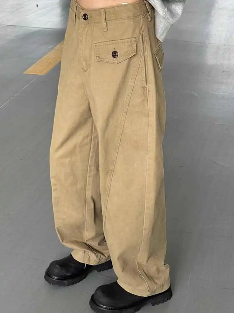 

Женские зеленые мешковатые брюки-парашюты, большие городские костюмы, брюки в стиле Харадзюку, японский стиль 2000-х годов, Y2k, винтажные широкие брюки, одежда