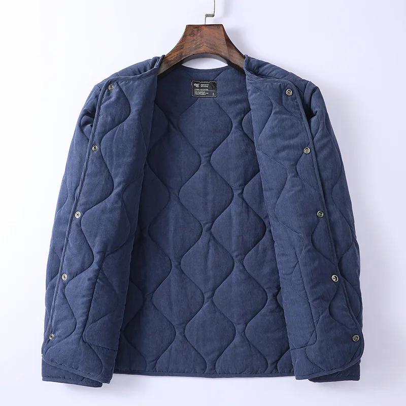 Vintage Quilted Jacket - Thermal Reversible Layering Solid Color Casual Wear