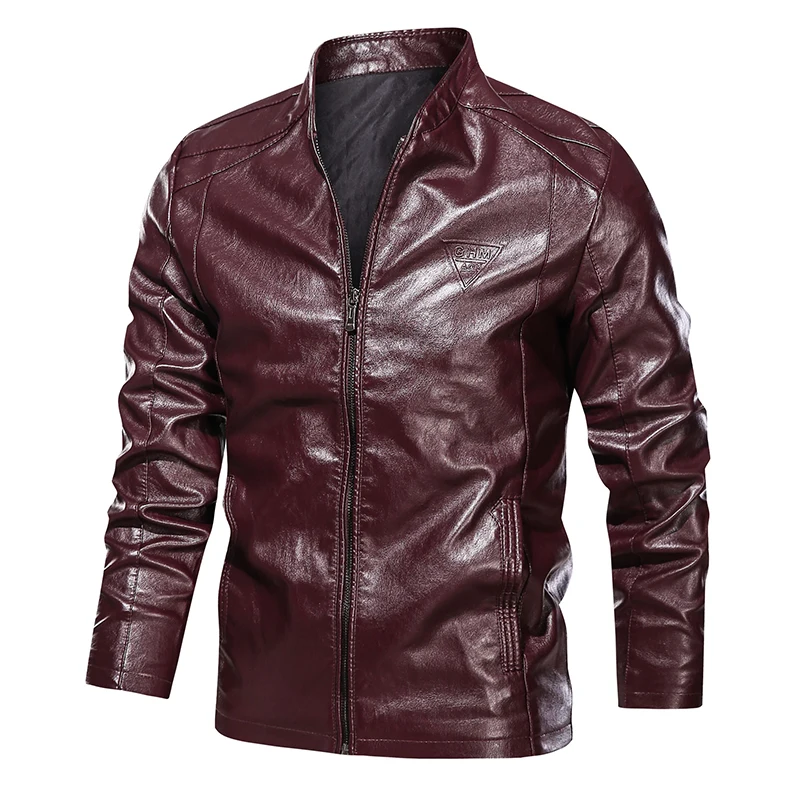 2025 High Quality Classic Spring Autumn Motorcycle Leather Jacket Men Slim Fit Stand Collar Overcoat Windpoof Biker Jacket