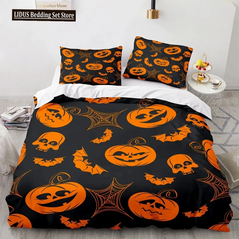 

Halloween Duvet Cover Pumpkin Lantern Cartoon King Queen Twin Size Polyester Bedding Set For Kids Boys Girls Teens Bedroom Decor