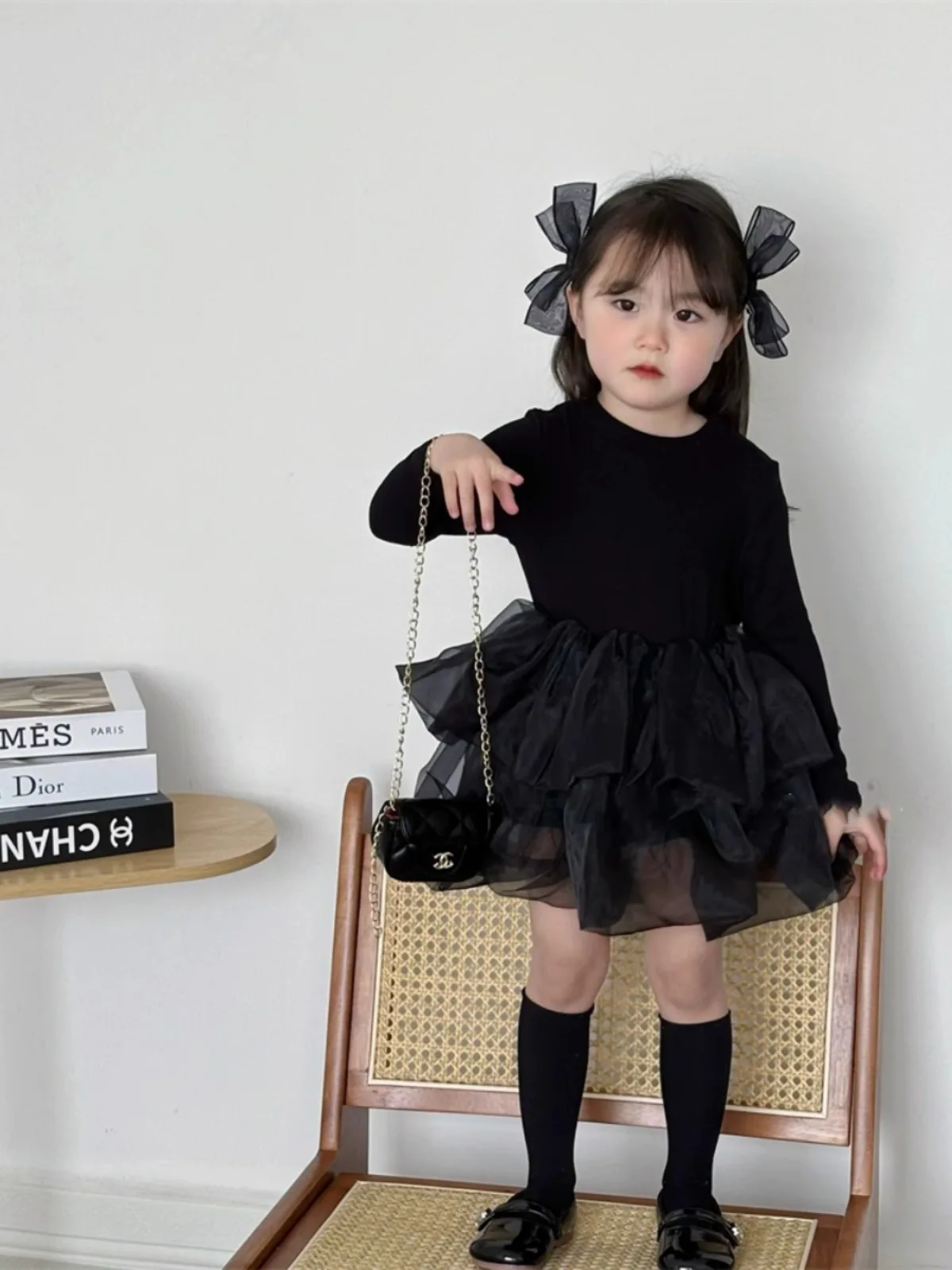 Frühling Herbst Langarm Prinzessinnenkleid für Mädchen, Schülerinnen-Tüllkleid, Leichtes, Bequemes Kinder-Freizeitkleid – Detail 5