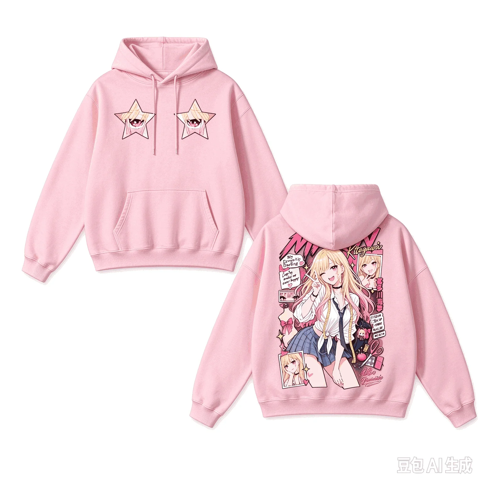 My Dress-Up Darling Marin Kitagawa Double Sided Print Hoodie Unisex Japanese Loose Sweatshirt Perfect for Commute & Loungewear