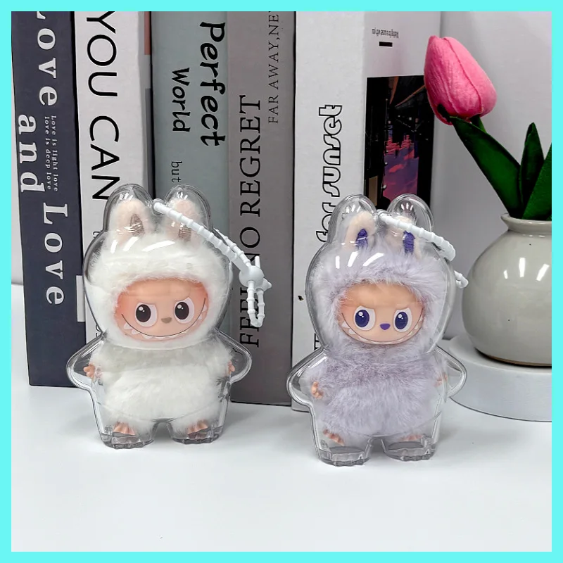 Labubu Mini 4.0 Heart Secret Vinyl Doll حافظة واقية غطاء شفافية عالية لملحقات Labubu الجيل الرابع بدون دمية