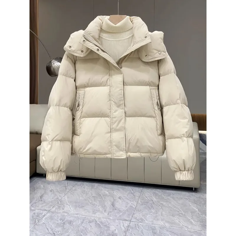 Women's Autumn/Winter Top Coat Cotton Coat Solid Color Hooded Warm Simple Comfortable Casual Design Fashion Soft Niche Versatile
