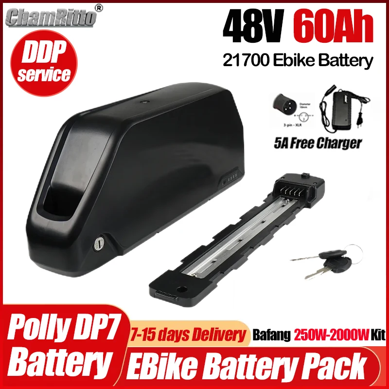 Electrical Bicycle 48V Shark Polly DP7 30ah Battery 40ah 60ah DownTube 1000w Lithium Battery Pack 25 45 50ah 21700 2000w Bateria