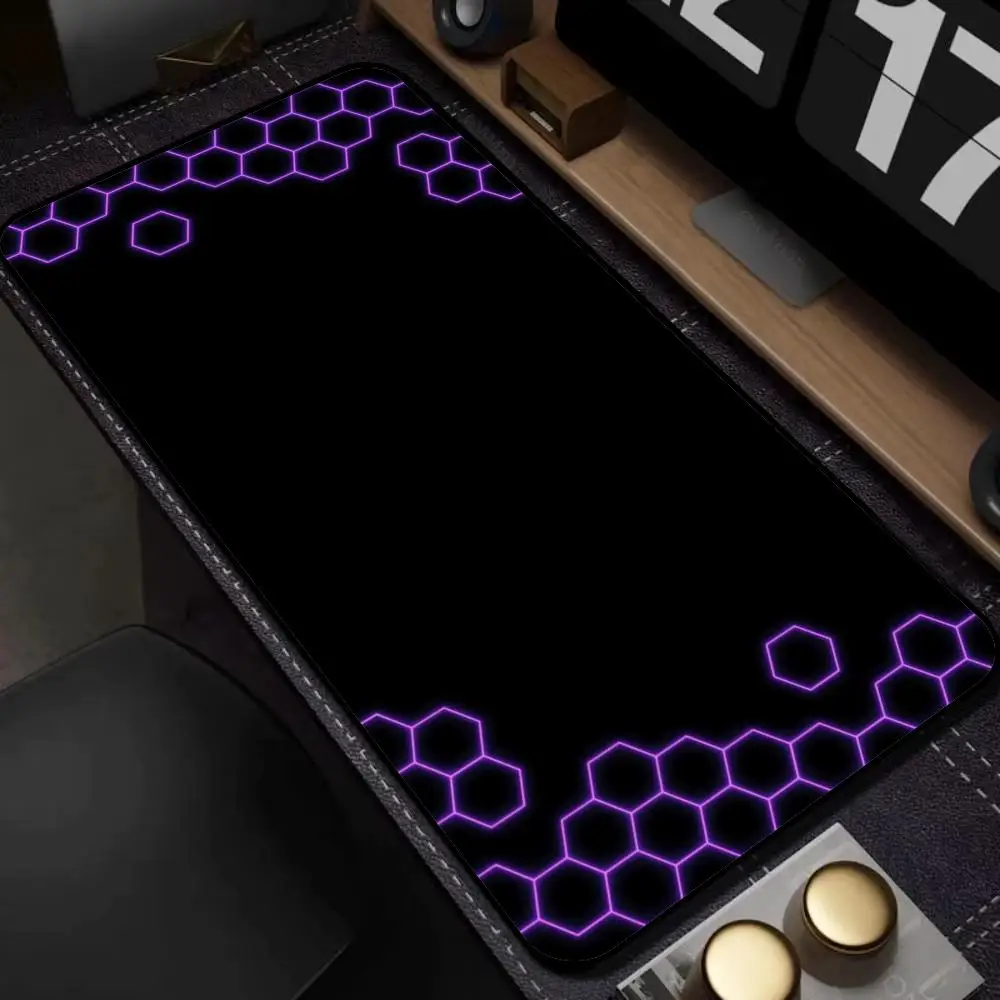 Geometric Honeycomb Hexagon Pattern Extended Mouse Pad, Non-Slip Rubber Base Stitched Edge Large Gaming Desk Mat