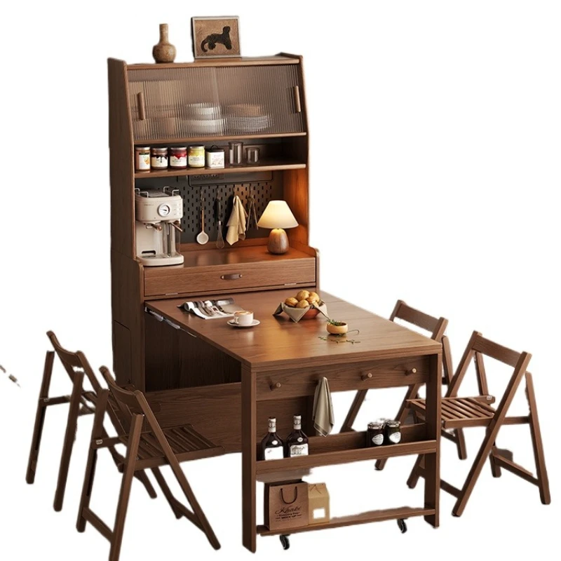

Solid wood sideboard dining table integrated household small apartment wall-by-wall living room storage cabinet