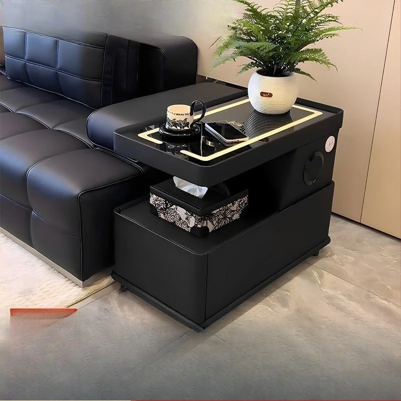 New smart sofa side cabinet Small apartment side table Movable multi-function Modern simple side cabinet with wheel coffee table