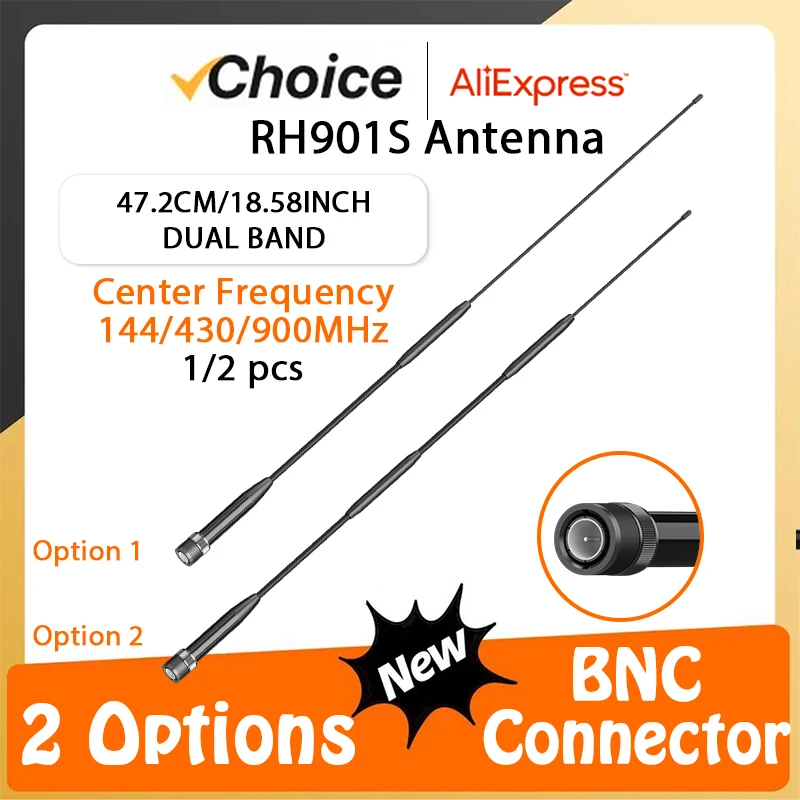 BNC Antenna Soft Whip RH901S Antenna for Cobra Midland Uniden Maxon President Anytone Handheld Portable Ham Radio Walkie Talkies