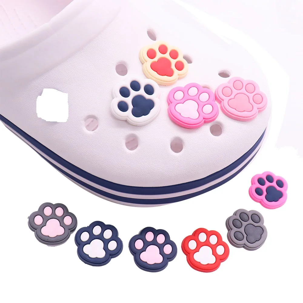 New 1pcs PVC Cute Cartoon Shoe Charms Fit Wristbands Kawaii Colorful Animal Footprints Hole Slipper Decoration Shoe Accessories