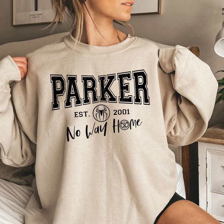 No Way Home Superhero Sweatshirt Parker Est 2001 Stark Industries Peter Parker Hoodie Vintage Tom Holland Crewneck Sweatshirts