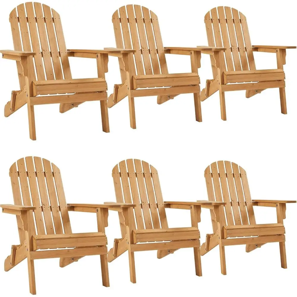 

olding Adirondack Chair Set o 6 Outdoor, 300LBS Solid Wood Garden Chair Weather Resistant, ire Pit Lounge Chairs or Garden/Yard/