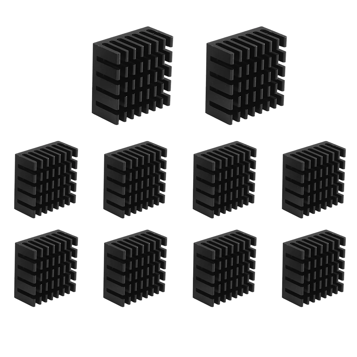 10 Pcs Black Aluminum Cooler Radiator Heat Sink Heatsink 20mm x 20mm x 10mm HGC