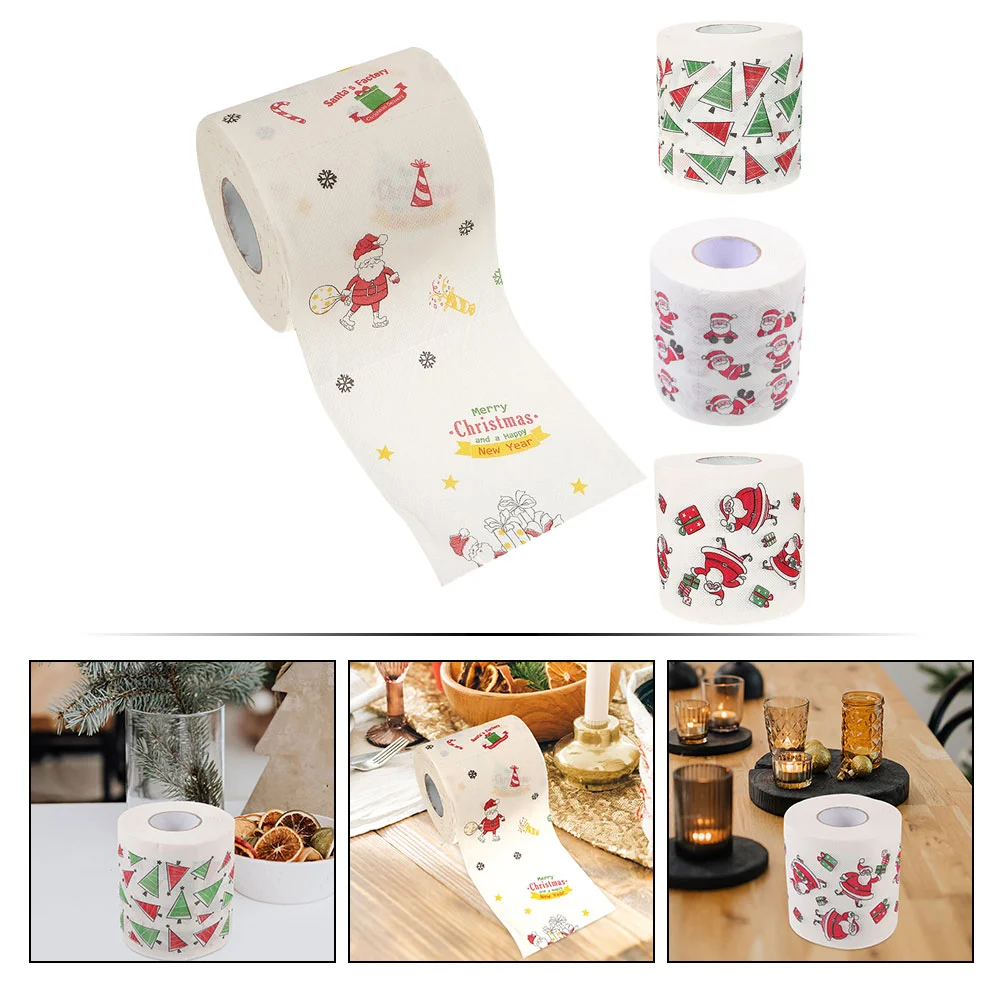 4 rollen versier kerstpatroon toiletpapier tissue kerstdruk