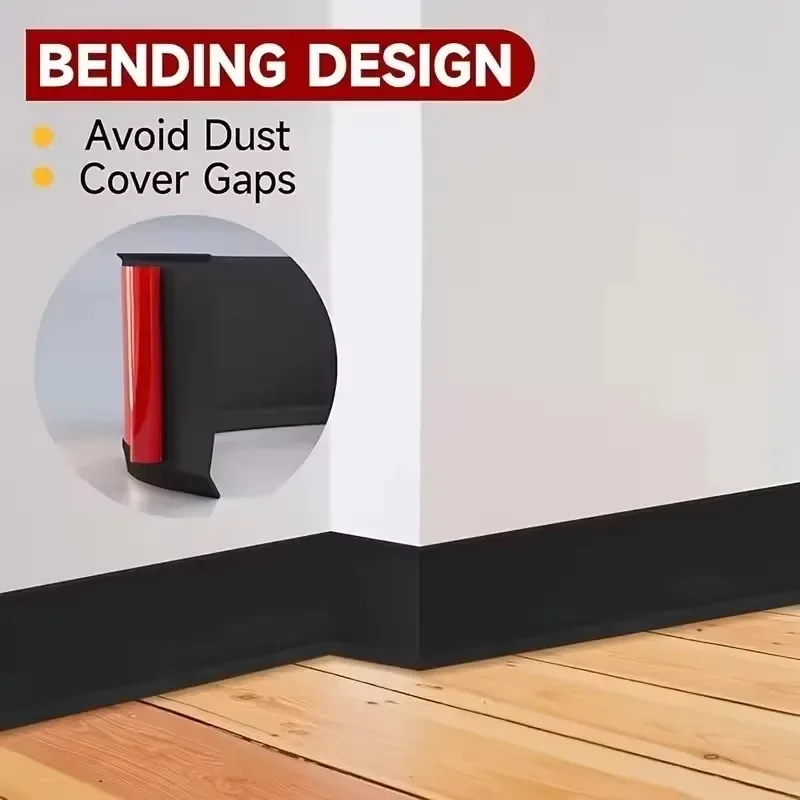 1PC 1M/39.37IN PVC Wide Wall Base Molding Trim Self Adhesive Flexible Skirting Board for Floor Wall Cabinet Decoration