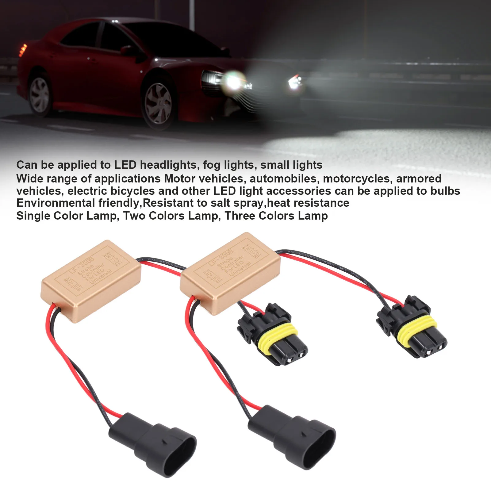 

Fog Light Strobe Module LED Strobe Controller Continuous Strobe ABS Material Heat Resistance for LED Headlights for Fog Lights