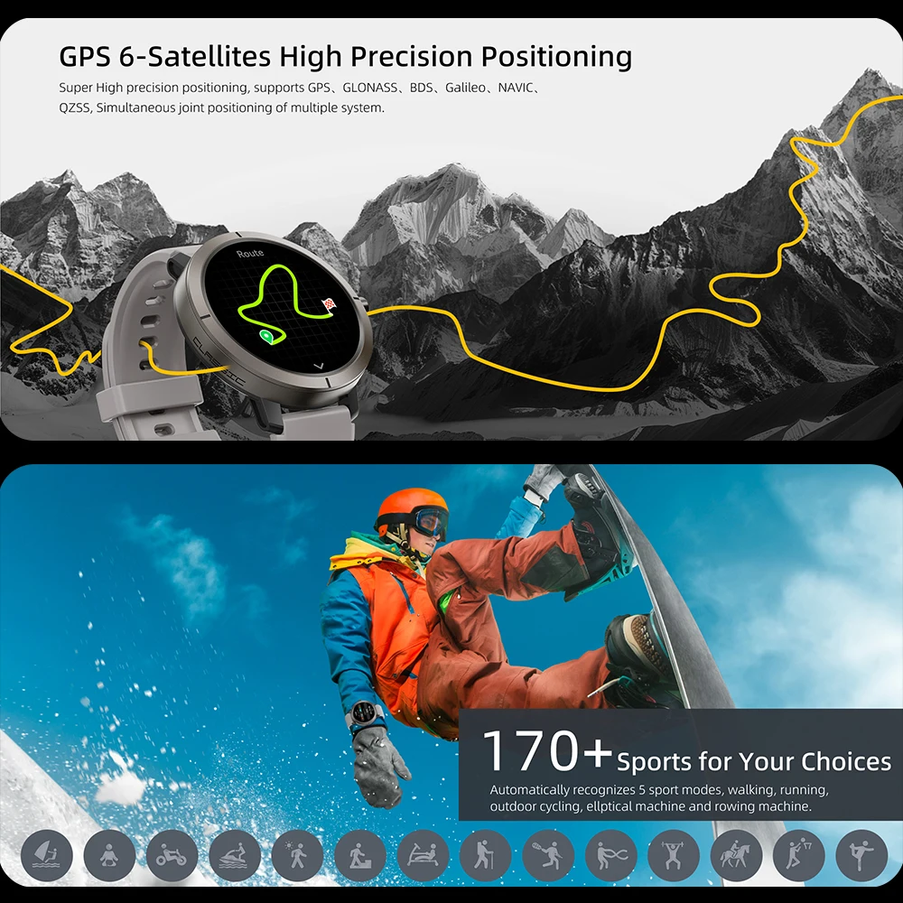 2025 New Smartwatch For Man Built-in GPS 1.32inch AMOLED Display Bluetooth Call Sports 5ATM Waterproof Smart Watch Woman Men