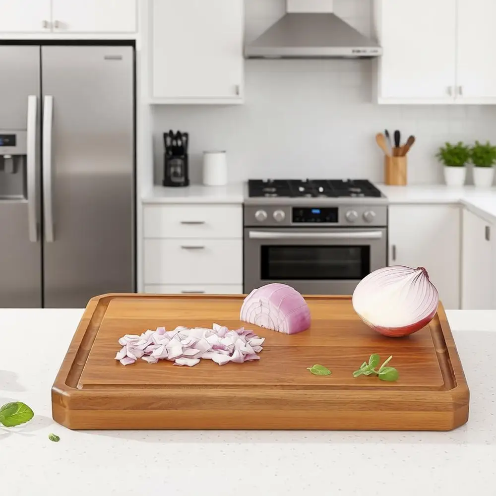 

Large Wooden Cutting Boards for Chopping Meat, Cheese, Fruits, and Vegetables with Built-In Handles