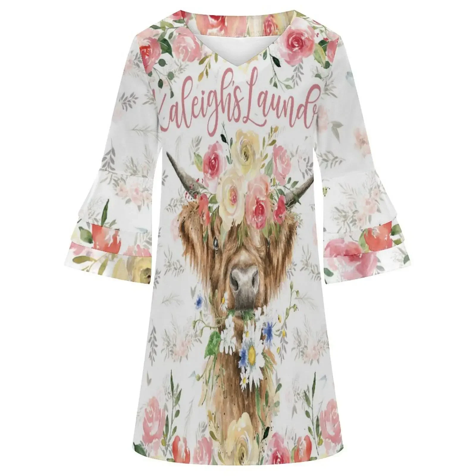 Jumeast Angus Cattle Animal Farm Women Casual Elegant Dress Sunflower Floral  Aesthetic Skirt Wheat Cottagecore Fairy Clothing