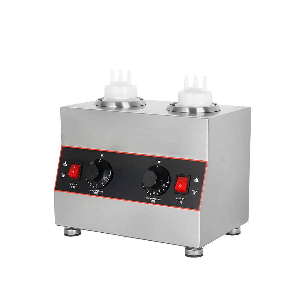 Electric Sauce Warmer Double Head Constant Temperature Heated Dispenser for Chocolate Tomato Jam And More Commercial Use