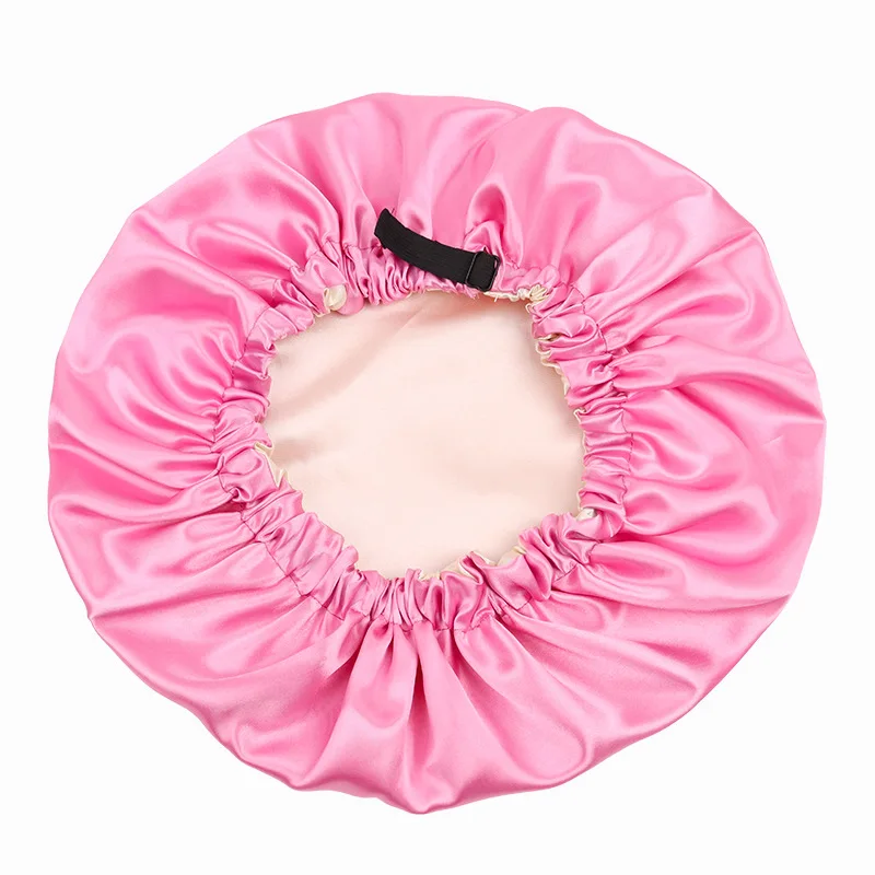 2PCS Double-Layer Satin Adjustable Sleep Cap Reversible Flat-Edge Silk-Like Hair Care Cap Beauty Makeup Hat