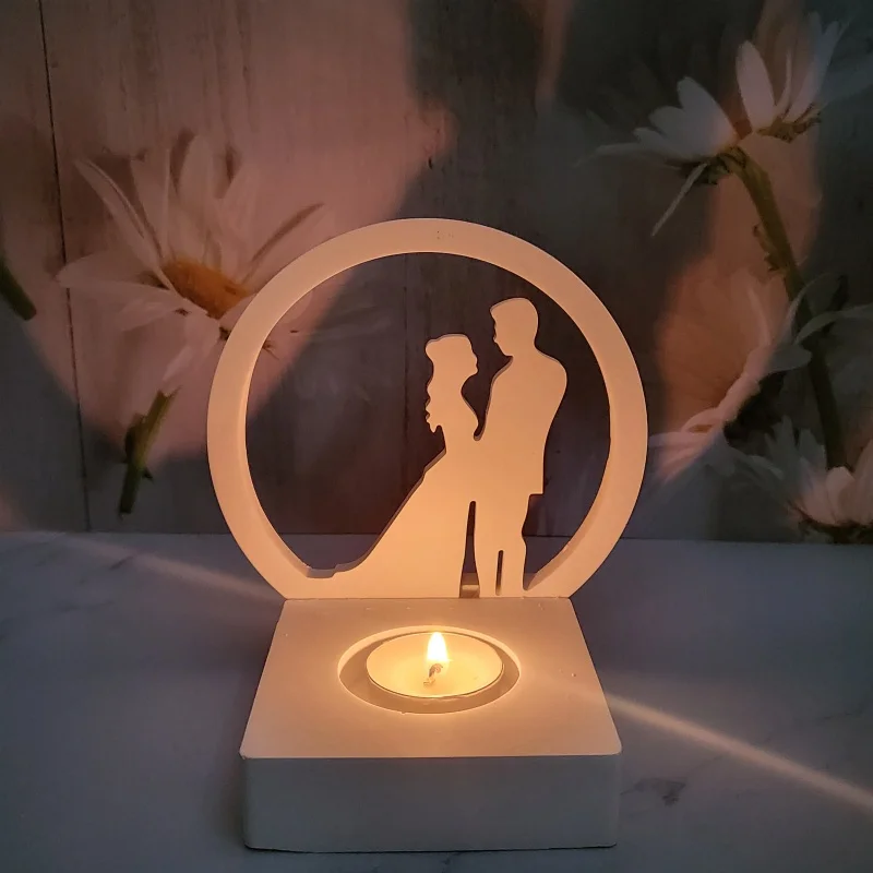 Newlyweds in The Circle Plug-in Decorative Candlestick Plaster Mold DIY Silicone Moulds