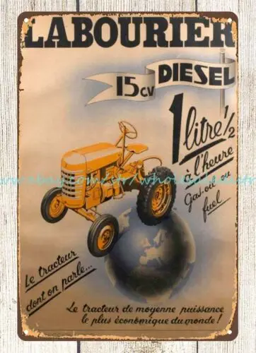 metal restaurant lounge sign LABOURIER Le Tracteur TRACTOR metal tin sign