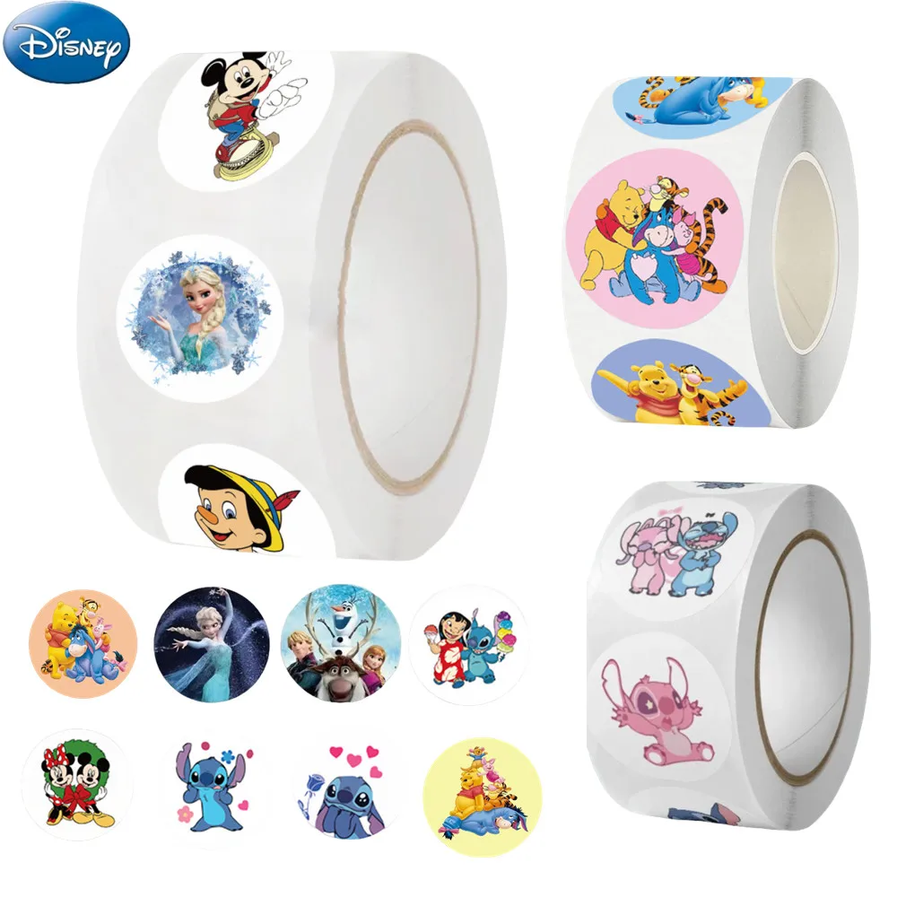 500pcs Disney Stitch Inside out Sealing Stickers Cartoon Anime Stitch Sticker Round DIY Decor Album Diary Label Graffiti Decals