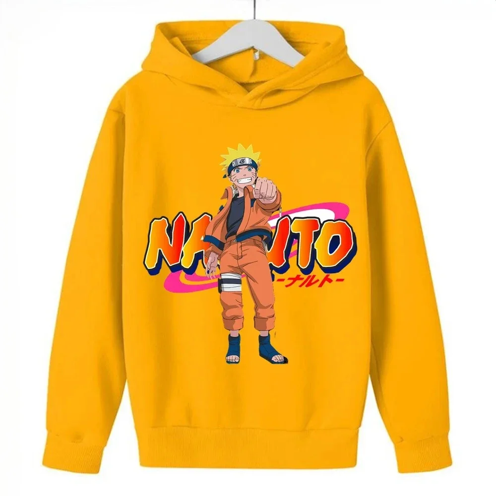 Felpa per bambini con stampa Anime giapponese Naruto Autunno Ragazzi e ragazze Casual Comodo morbido pullover con cappuccio