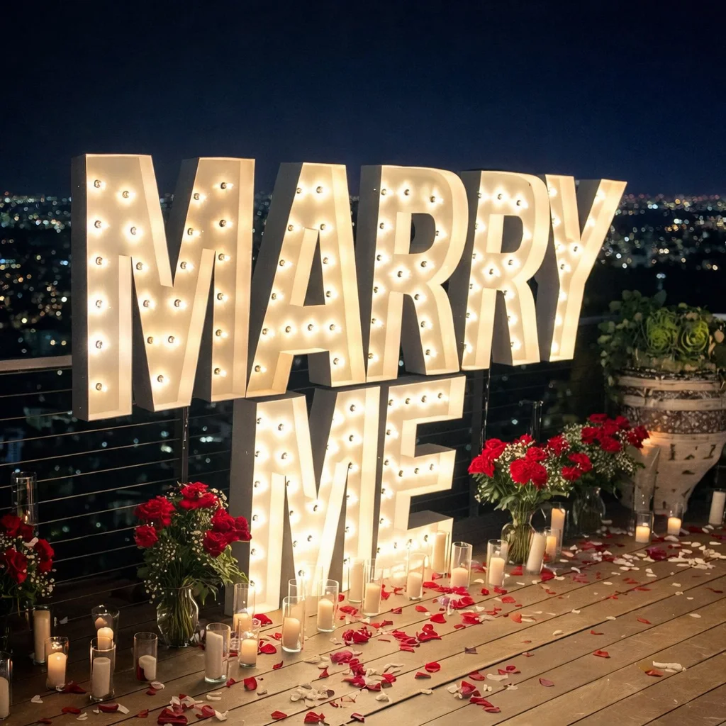 Waterproof Marry Me 3ft 4ft 5ft 3D LED Stainless Steel Marquee Letters For Event Wedding Party Supplies