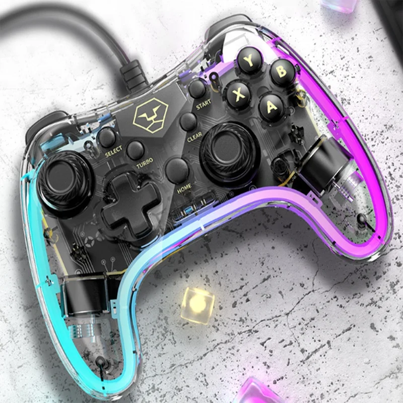 Aolion Professional Grade Wired Gamepad Rgb Light Effect Hall Trigger Asymmetrical Motor Game Controller Support Switch Steam