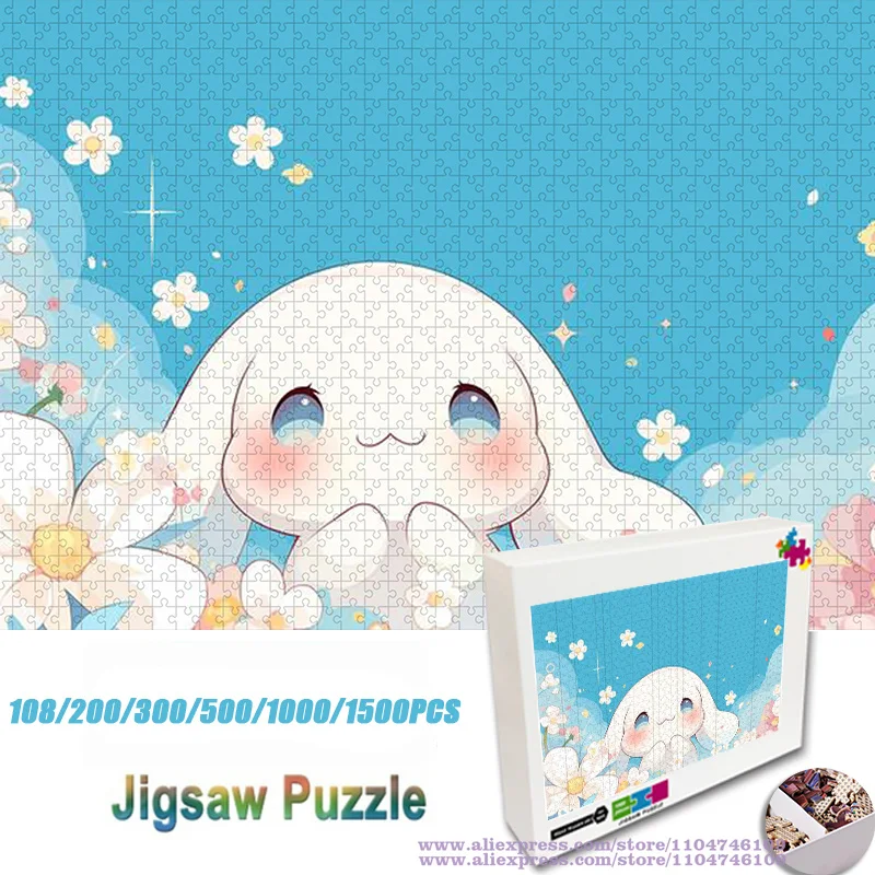 

Cinnamoroll Sanrio Puzzle Jigsaw Cartoon 108/200/300/500/1000/1500Pcs Intelligence Puzzles Cute Cartoon Dog Home Decor Gift