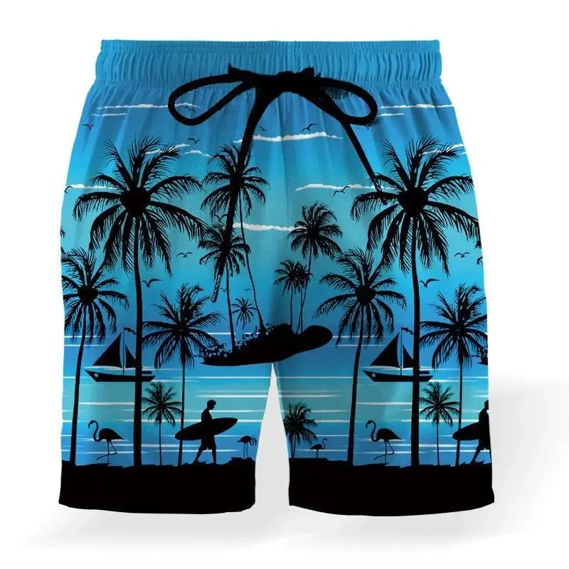 

Men's Beach Pants Baggy Casual Coconut Tree Hawaiian Resort Style 3D Printed Swimming Shortspsd Shorts Men Board Short