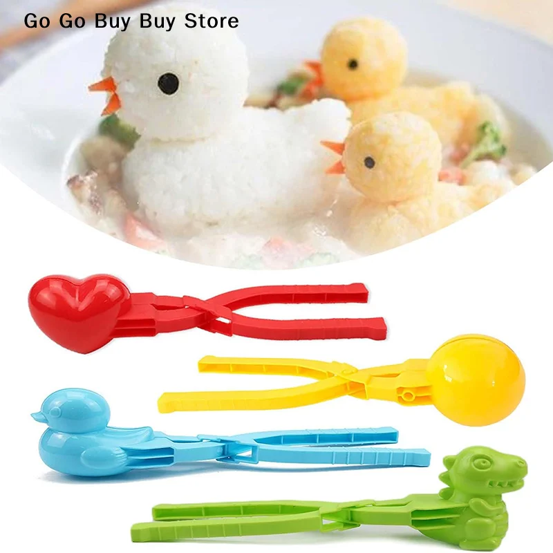 【S】Cute Duck Shaped Rice Mold Maker Clip Children Outdoor Plastic Duck Rice Mold DIY Snowball Maker Sushi Mold With Handle