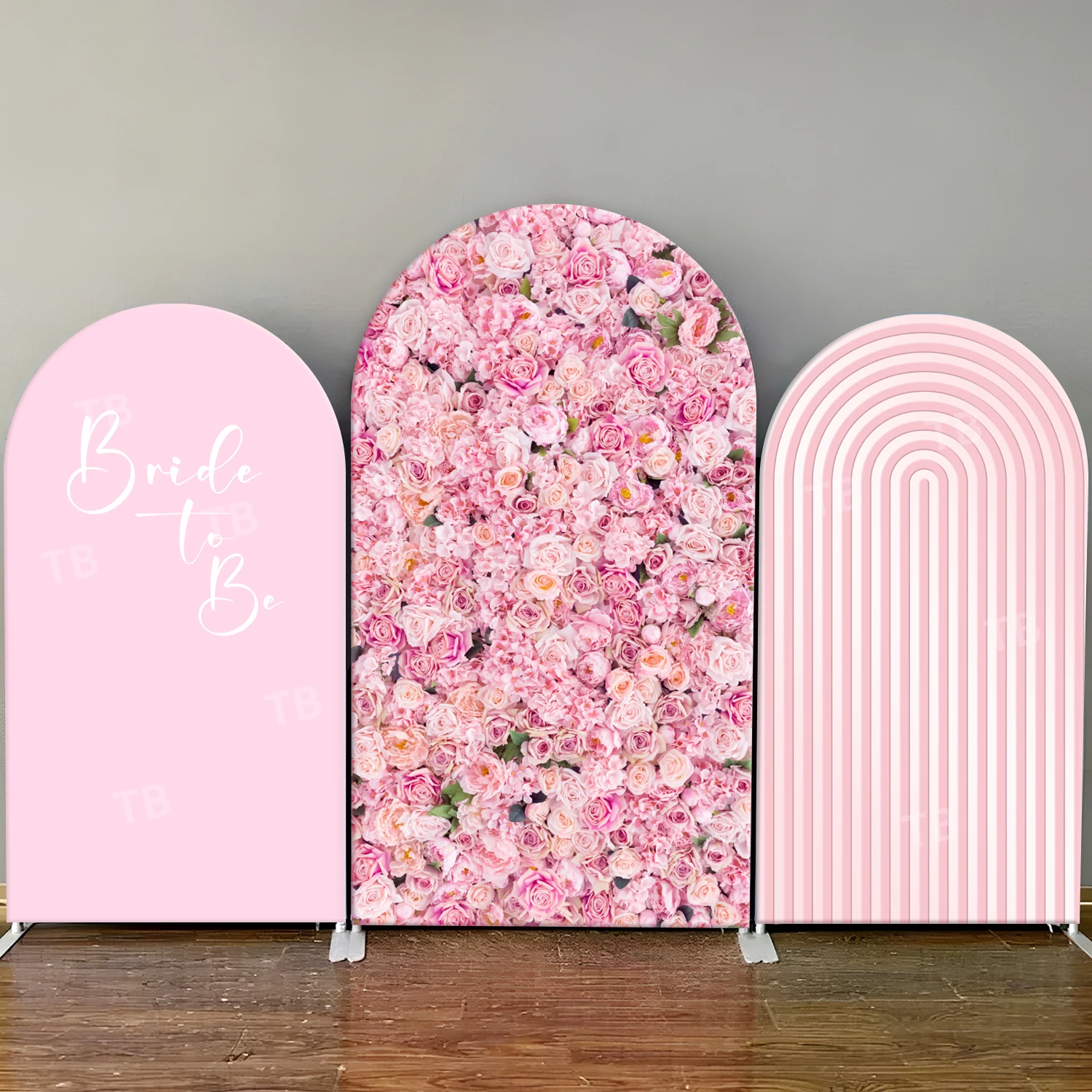 

TB Pink Rose Flower Design Arch Backdrop Cover for Floral Wedding Bride Girl Birthday Party Decor Photo Background Wall Supplies