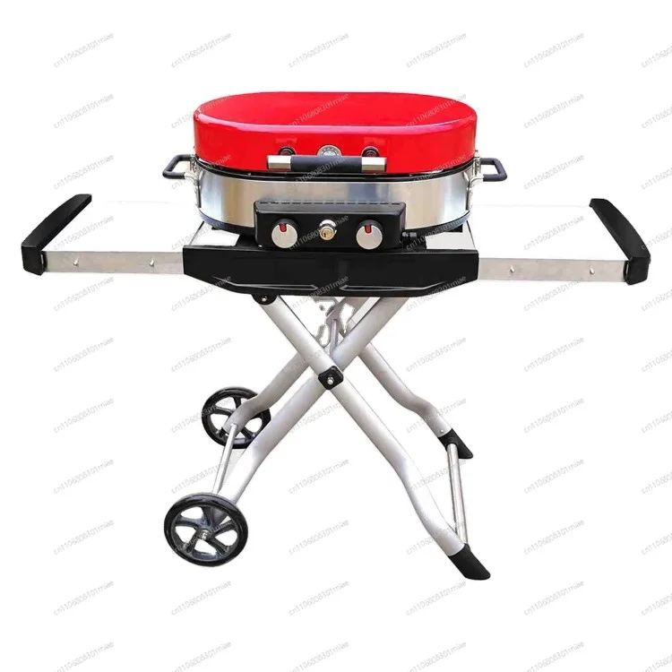 Outdoor camping portable foldable portable propane dual burner gas stainless steel barbecue grill
