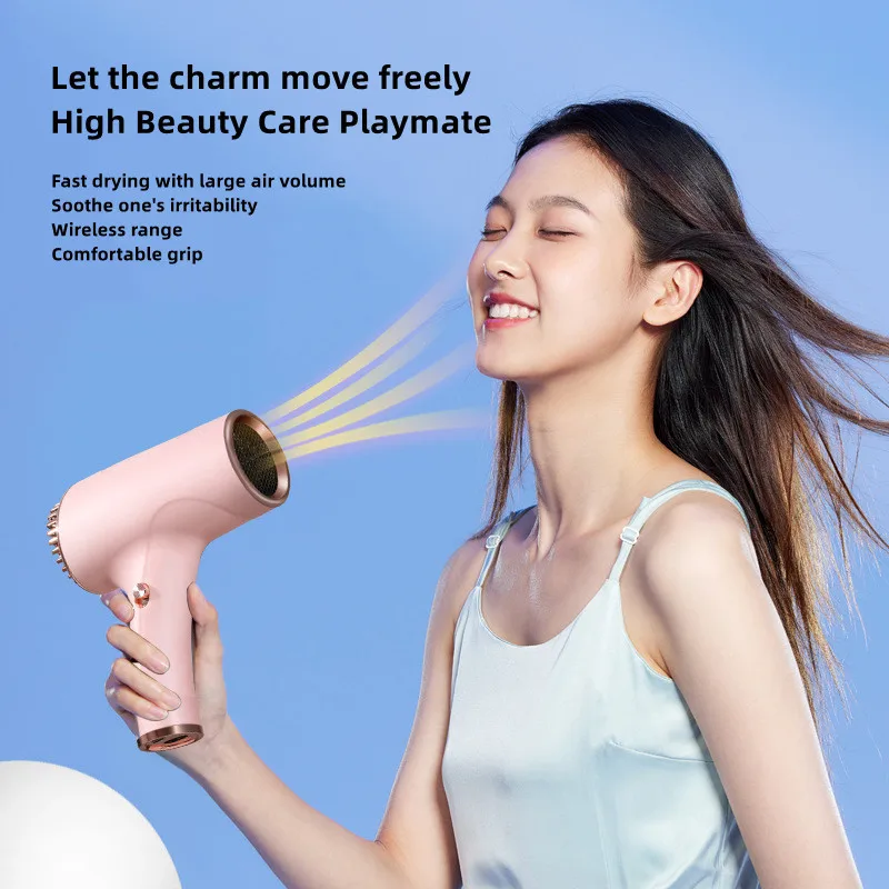 New Wireless Portable Hair Dryer High Power Household Travel Speed Dry Negative Ion Charging Dual Purpose Hair Dryer