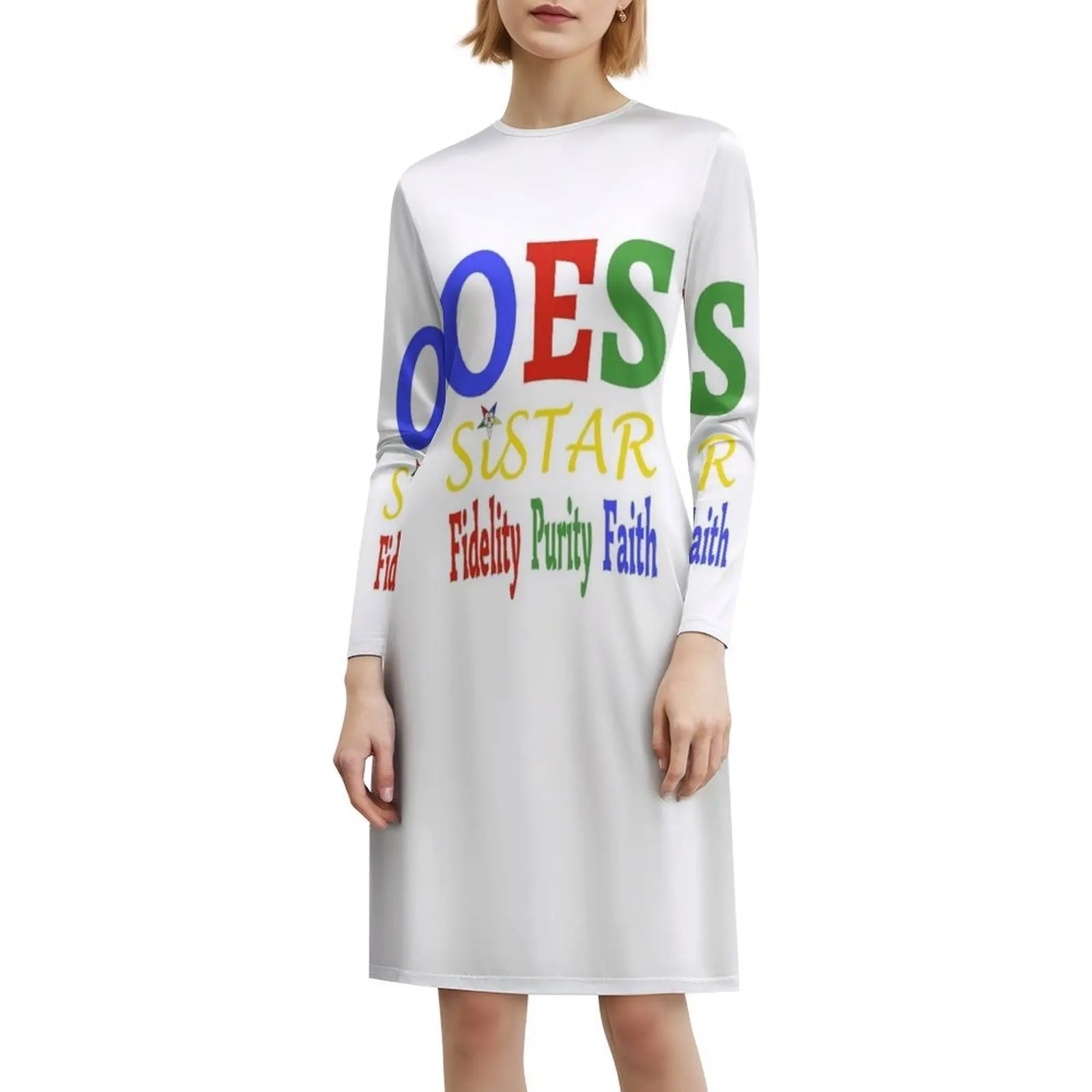 Oes Order Of The East Star Logo Sisterhood Fidelity فستان مثير للإجازات للنساء على الشاطئ وحفلات أعياد الميلاد فستان قصير ترتيب