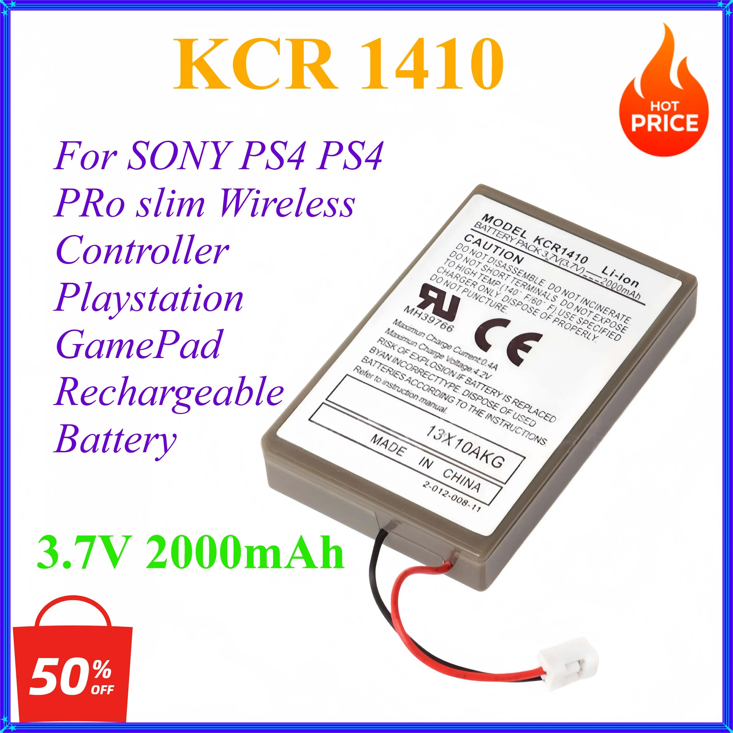 3.7V 2000mAh For SONY PS4 PS4 PRo slim Wireless Controller Playstation GamePad Rechargeable Battery