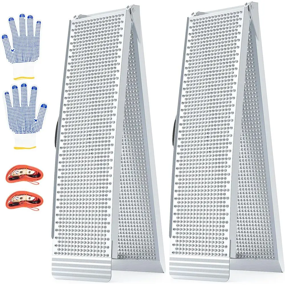 1900Lbs Capacity 7.5 Ton Truck or Trailer Loading System with Load Straps for ATV, UTV, Mowers, Tractors, Motorcycles - 91x11.4