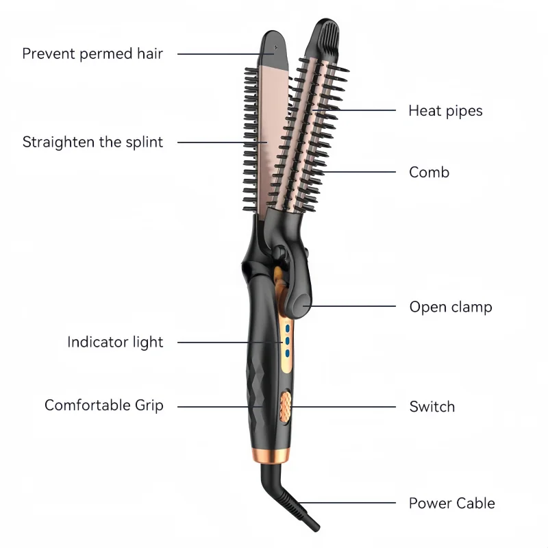 Flat Iron And Curling Iron Two‑In‑One Professional Curler High‑Quality Women's Electric Curler Portable Curling Rod 5