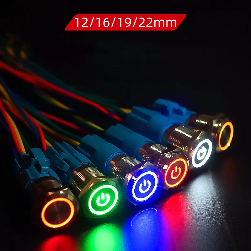 12/16/19/22mm Metal Push Button Switch Latching/Momentary Waterproof Illuminated Mini Power Button