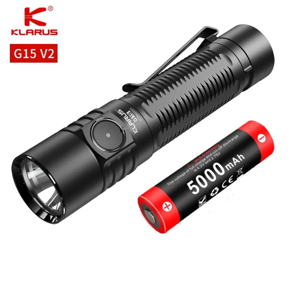 

Klarus G15 V2 Strong Light Flashlight 21700 Small Straight Tube Short USB Charging Waterproof Long Range Flooding