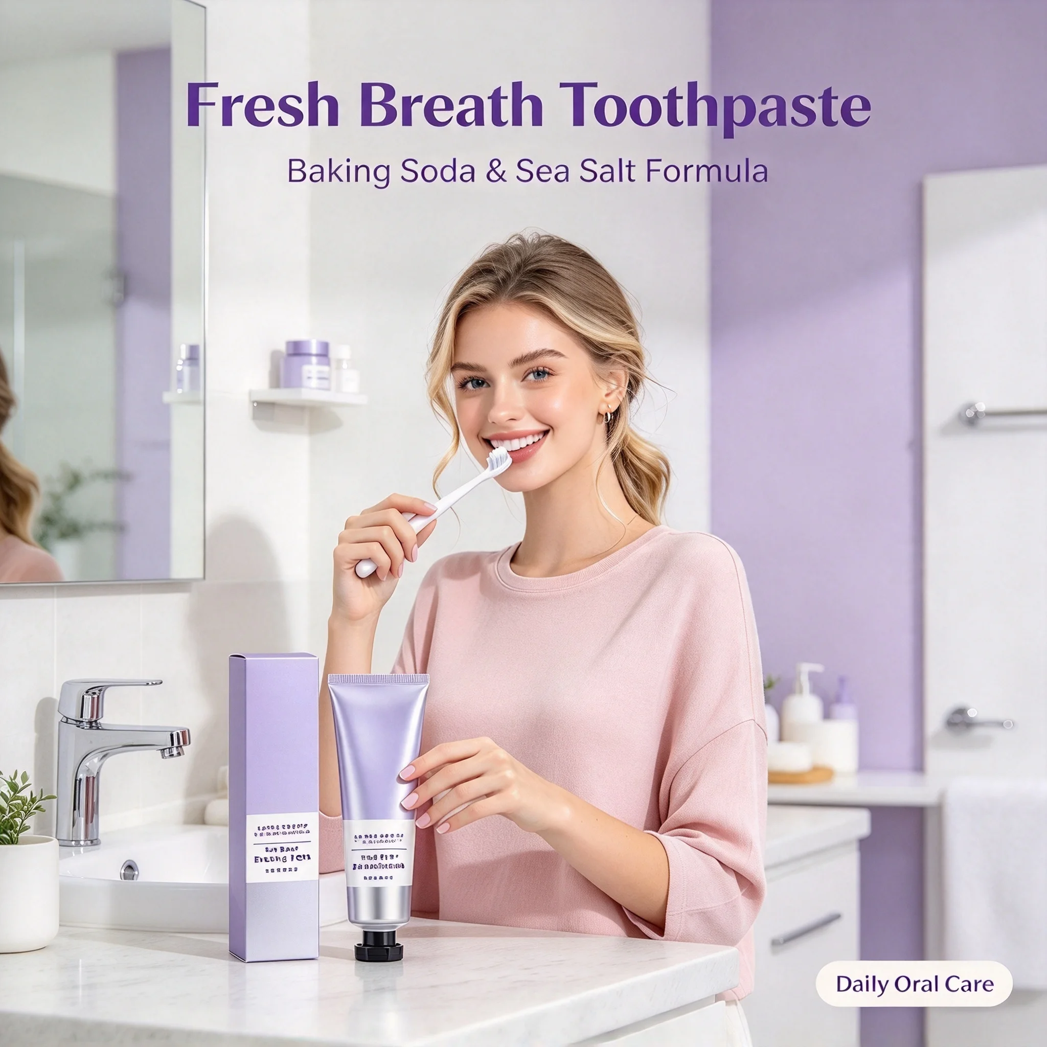 Baking Soda Sea Salt Cleansing Toothpaste Mint Fresh Breath  Deep Stain Removal Fine Foam Texture Daily Teeth gentle Oral Care