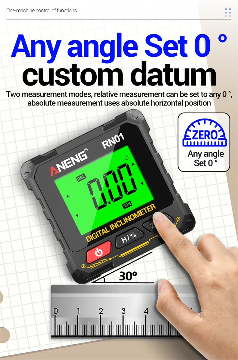 ANENG RN01/RN02/RN03 Digitaler Neigungsmesser Vierseitig Magnetisch Automatische Bildschirmumklappung Multifunktionaler Mehrwinkel-Horizontalmesser – Detail 4